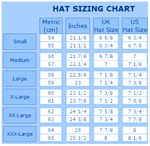 Hats Size Chart 